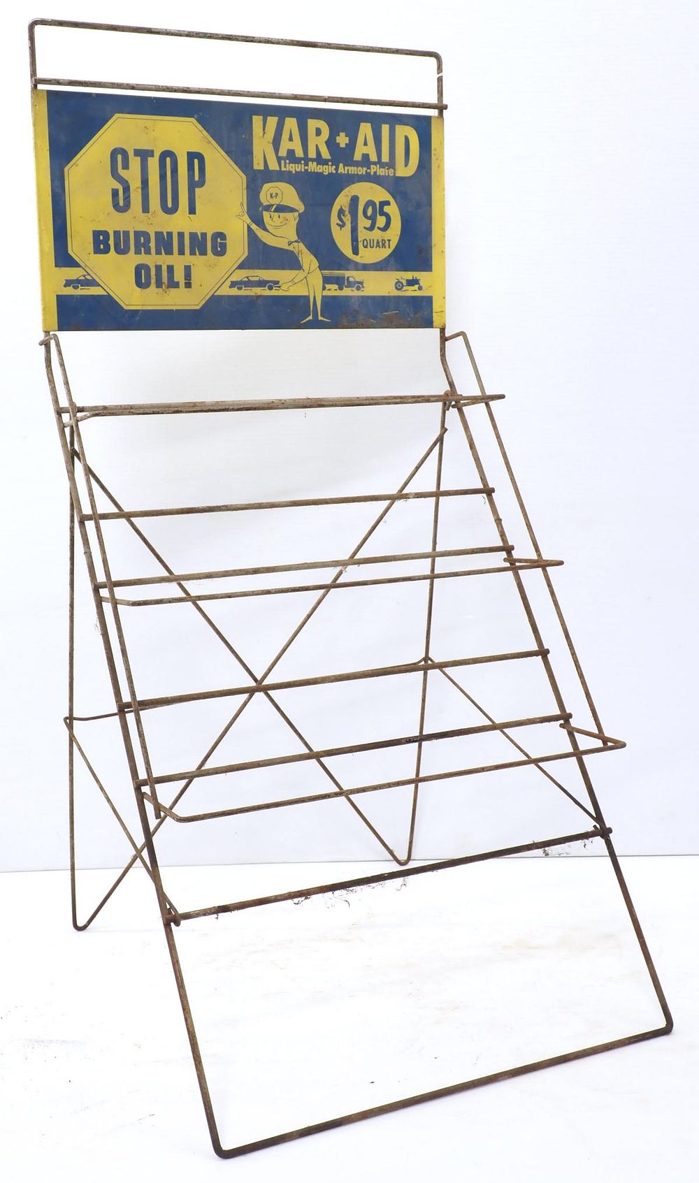 Lot 277: Kar + Aid Oil can display rack