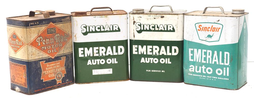 Lot 348: (4) 2-gallon oil tins