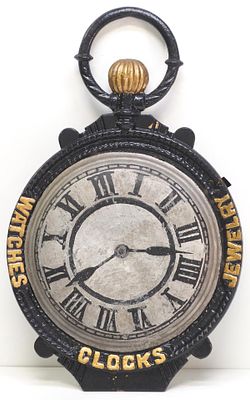 Pocketwatch Double-sided Trade Sign for Jewelry, Clocks, Watches. Early Double-Sided, Cast Iron 