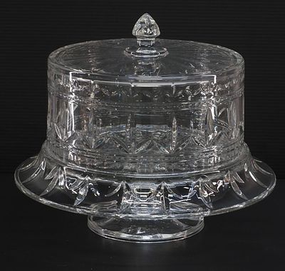 Lead Crystal Covered Cake Plate. Quality Heavy Lead Crystal Covered Cake Plate - measures 