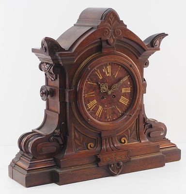 Early Ringuet A. Paris Walnut Bracket Clock with Marble Dial and Roman Numerals - measures 