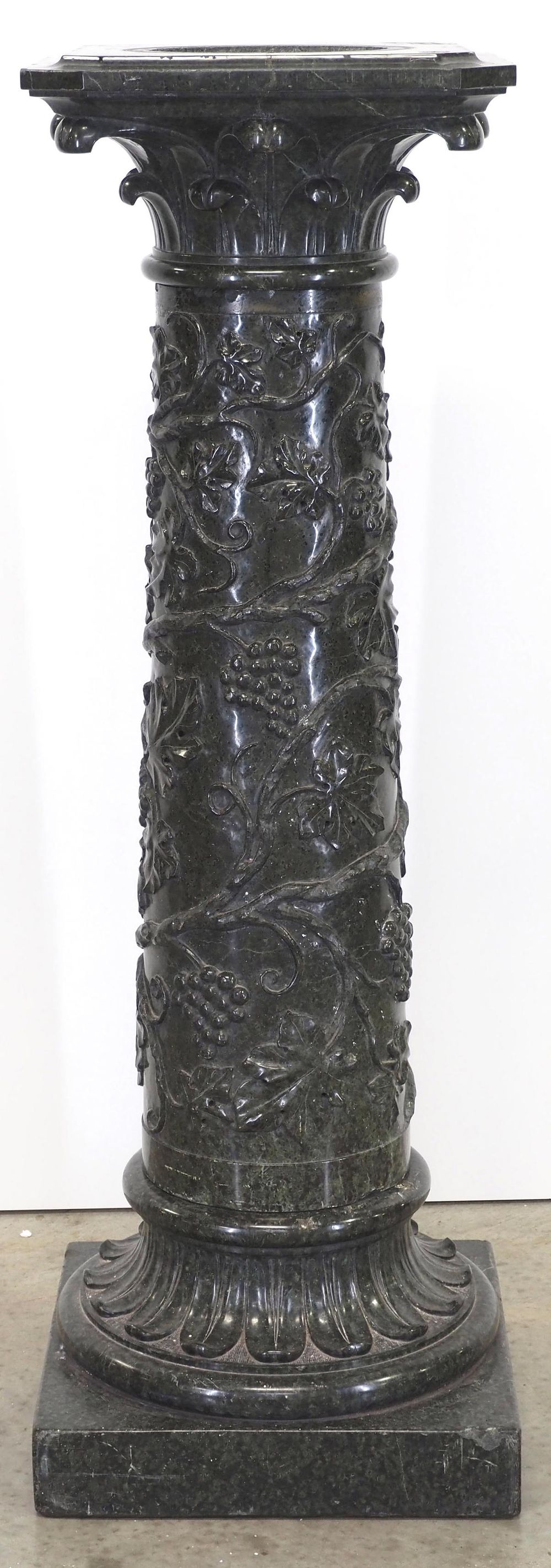Lot 256: Monumental Corinthian Solid Grain 3-pc Marble Greek Style Garden Pedestal