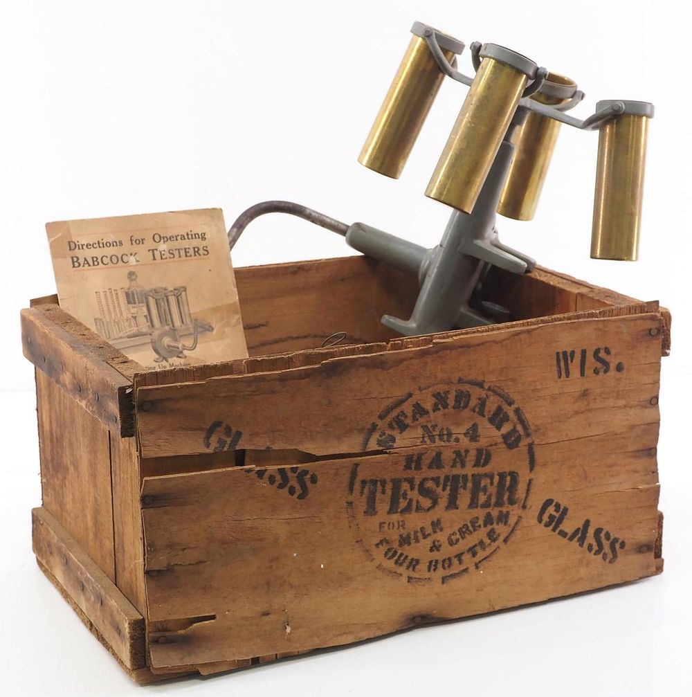 Lot 266: Babcock Milk Tester in wooden crate