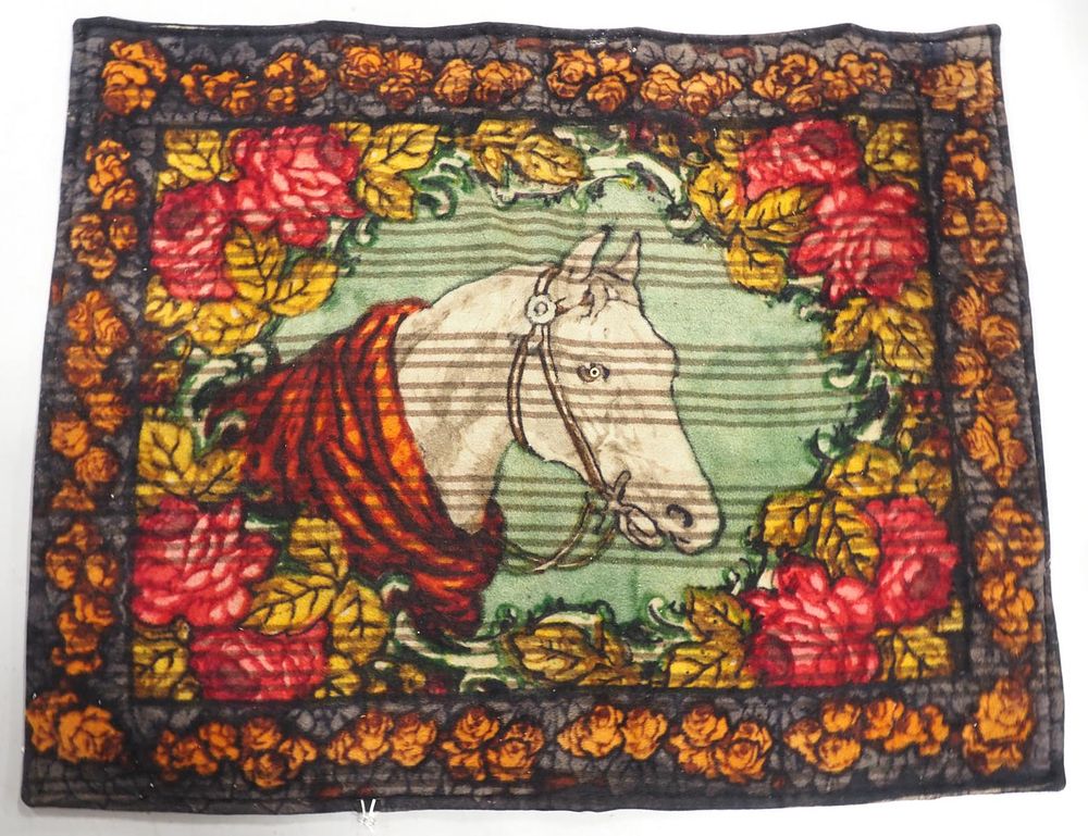 Lot 279: Chase horse head buggy robe with glass eye and tag