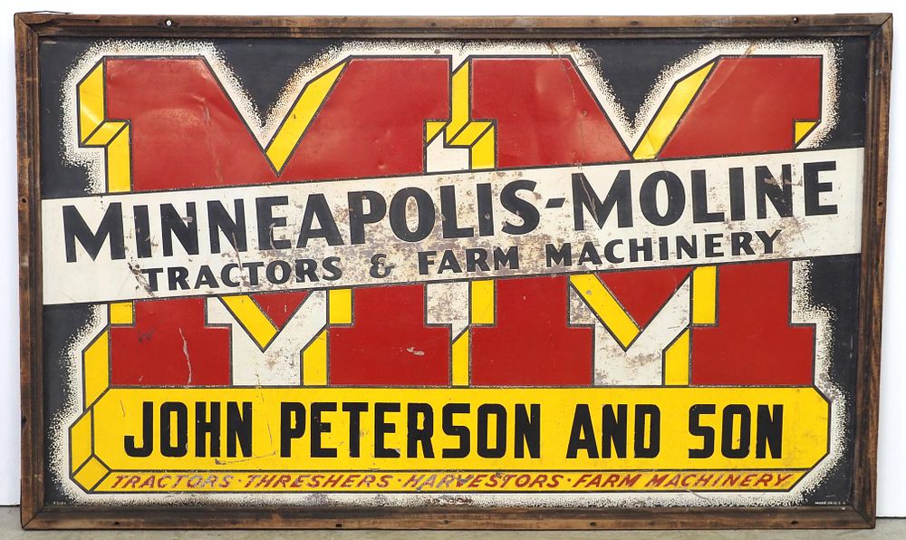 Lot 287: Minneapolis Moline dealer sign