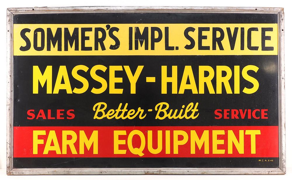 Lot 306: Massey-Harris Farm Equipment dealer sign