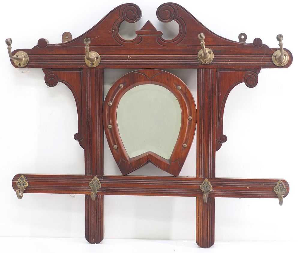 Lot 391: Wooden wall-mount hat rack