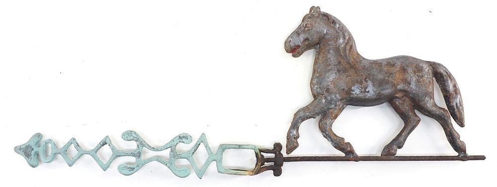 Lot 666: Metal running horse weathervane on arrow
