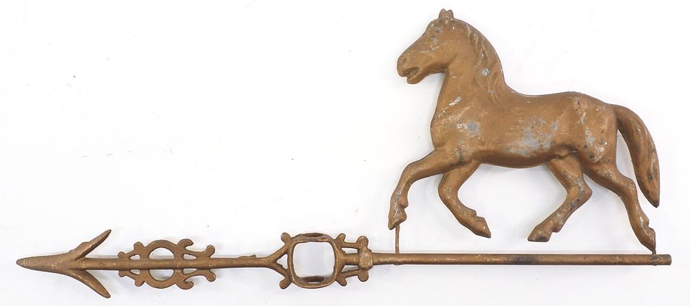 Lot 671: Gold trotting horse weathervane