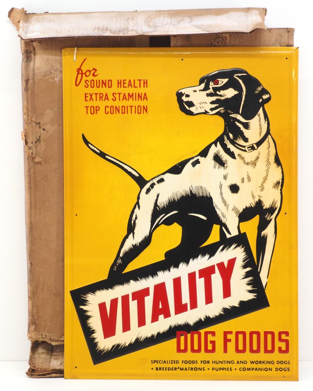 Lot 766: Vitality Dog Food sign
