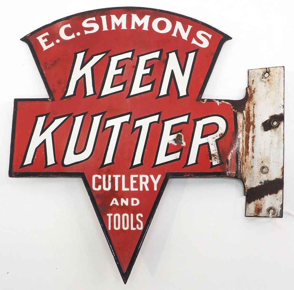 Lot 812: Flanged Keen Kutter logo-shaped sign