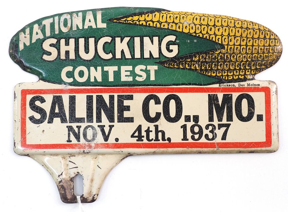 Lot 851: National Shucking Contest license plate topper