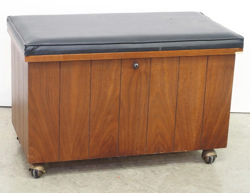 Lot 1245: Lane wooden record cabinet with upholstered top