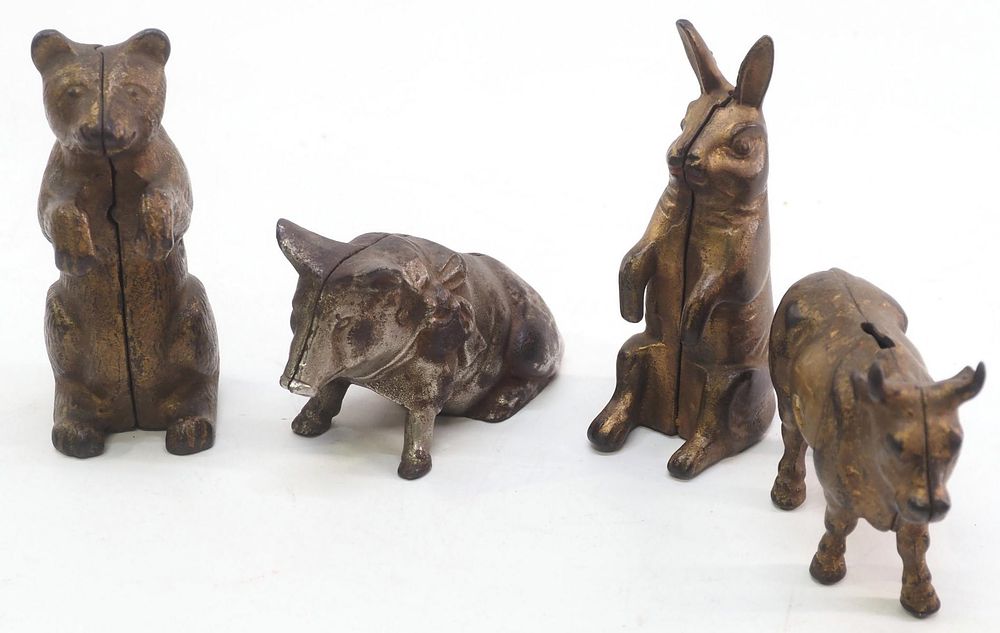 Lot 1317J: (4) Cast iron banks
