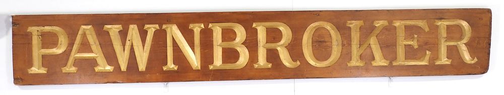 Lot 1342: Pawnbroker sign with gold painted letters