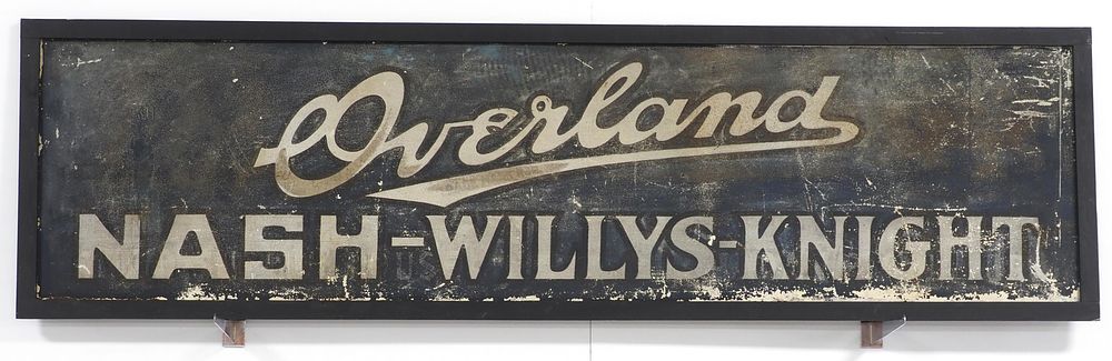 Lot 1373: DST & sandstone Overland, Nash-Willys-Knight sign