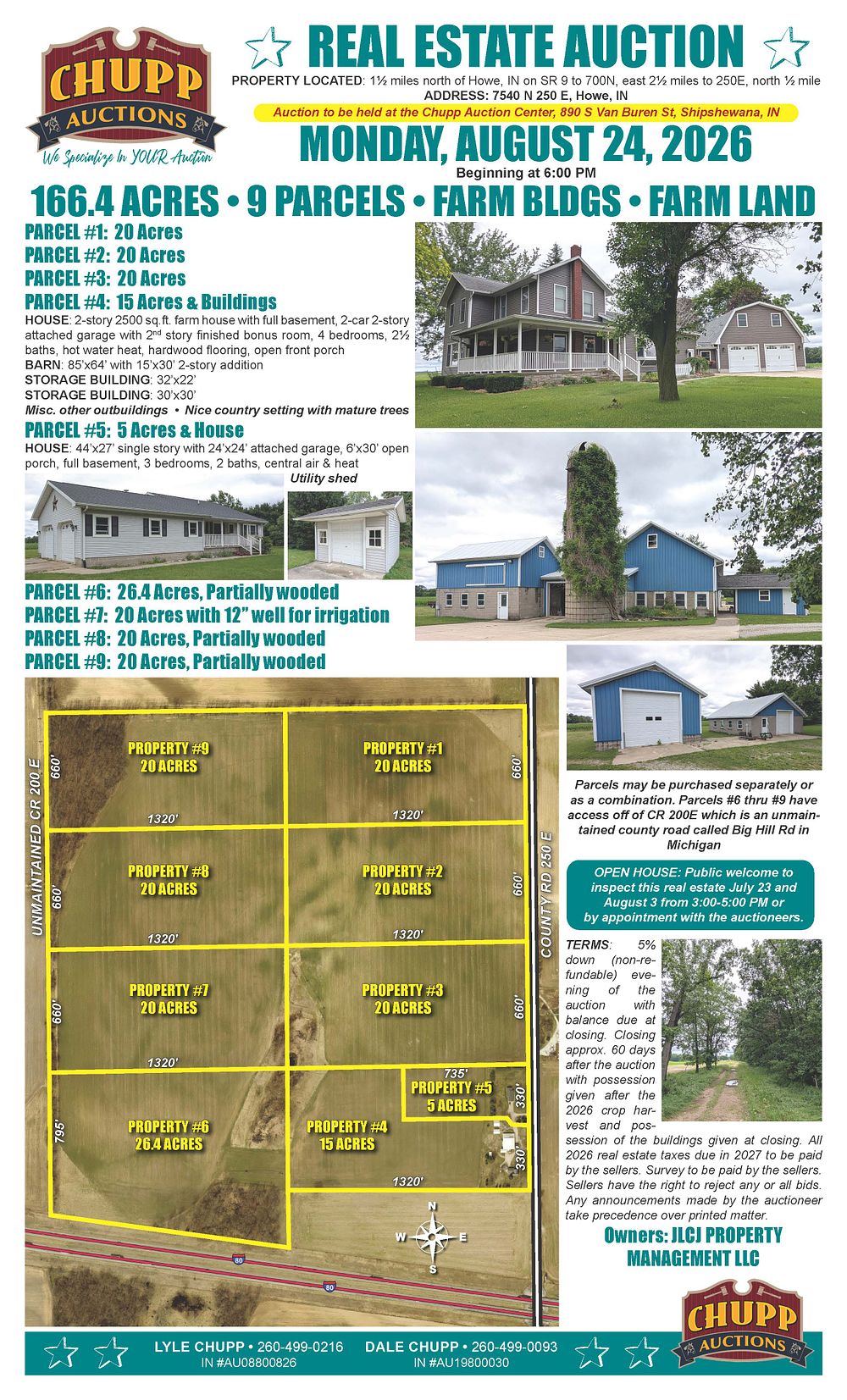 Photos and Details. REAL ESTATE AUCTION 
PROPERTY LOCATED: 1&frac12; miles north of Howe, IN on 