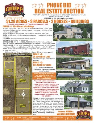 Photos and Details. PHONE BID REAL ESTATE AUCTION 
PROPERTY LOCATED: 1&frac12; miles south of the SR 