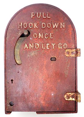 Cast iron fire alarm box, 6.5"x9.5"H