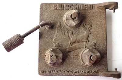 Huntsman cast iron stove door marked Atlanta Stove Works, 12"x12"