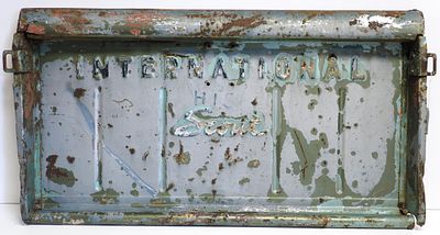International Scout 80 tailgate with weathered paint