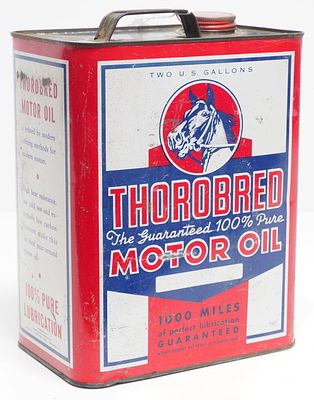 1-gallon Thorobred Motor Oil tin, empty - Good Condition Good