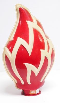 Standard Oil plastic flame globe - Good with 3" crack * * NOT ELIGIBLE FOR IN-HOUSE SHIPPING. 