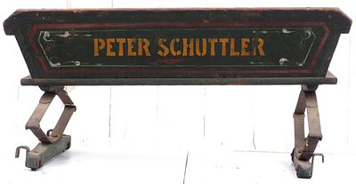 Peter Schuttler box wagon seat with very good original paint and stenciling * * NOT ELIGIBLE 