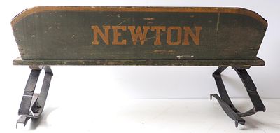 Newton box wagon seat with very good paint and stenciling * * NOT ELIGIBLE FOR IN-HOUSE 