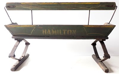 Hamilton box wagon seat with good original paint and stenciling * * NOT ELIGIBLE FOR IN-HOUSE 