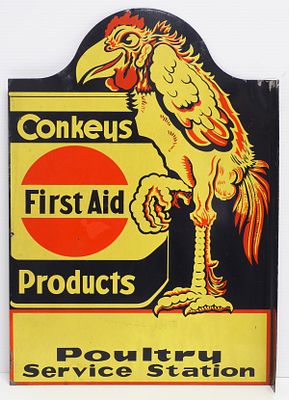 Conkeys First Aid Products sign. 14.25"x20"H DST flanged Conkeys First Aid Products, Poultry 