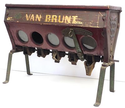 John Deere Van Brunt seed display planter box/dispenser, with original John Deere label and 