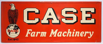 Case Farm Machinery sign. 72"x29.5" SST embossed Case Farm Machinery sign, marked G-648 - 