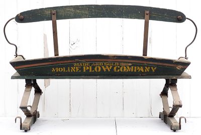 Box wagon seat with stenciling "Made and Sold by Moline Plow Company" * * NOT ELIGIBLE FOR 