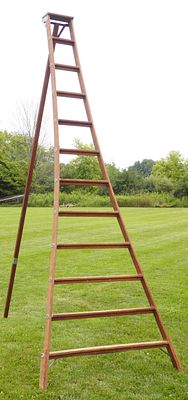 Wooden orchard ladder by Columbia Ladder Company with original label, 12'H * * NOT ELIGIBLE FOR 