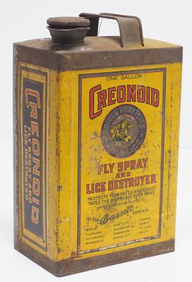 1-gallon Creonoid Fly Spray tin with good color - Good Condition Good