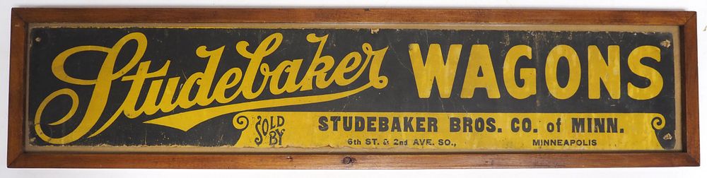 Lot 997: Framed cardboard Studebaker Wagons sign