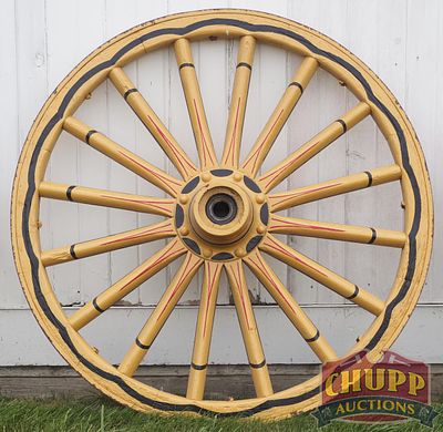 Painted wooden wagon wheel, 46"dia. * * NOT ELIGIBLE FOR IN-HOUSE SHIPPING. Please contact the 
