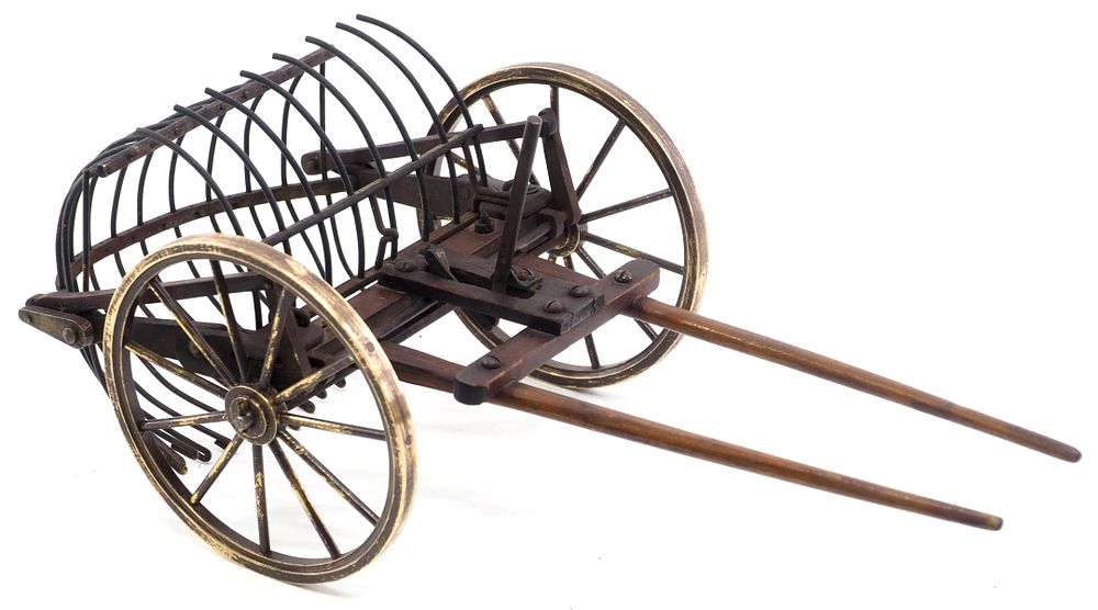 Lot 162: Salesman sample horse-drawn hay dump rake
