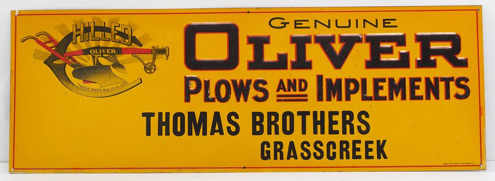 Lot 189: Oliver Flows and Implements dealer sign