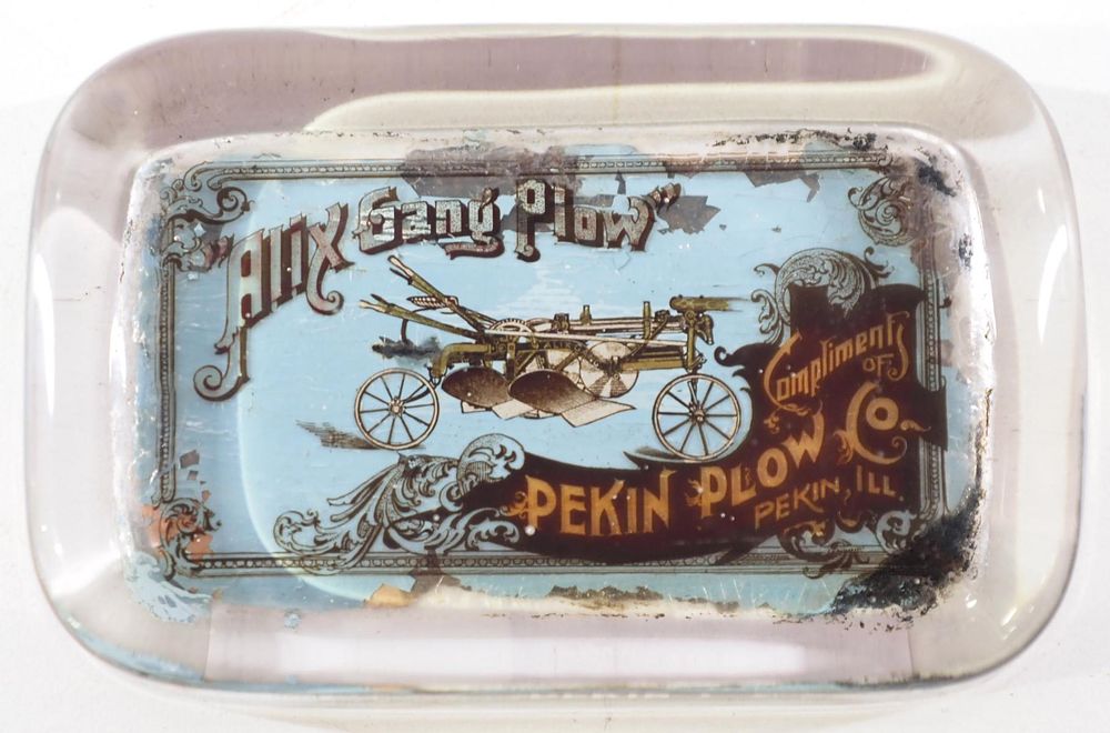Lot 192: Pekin Plow Co. "Alix Gang Plow" paperweight