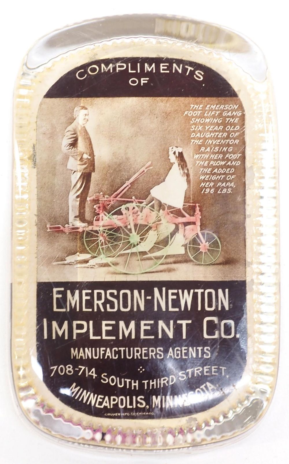 Lot 193: Emerson-Newton Implement Co. paperweight