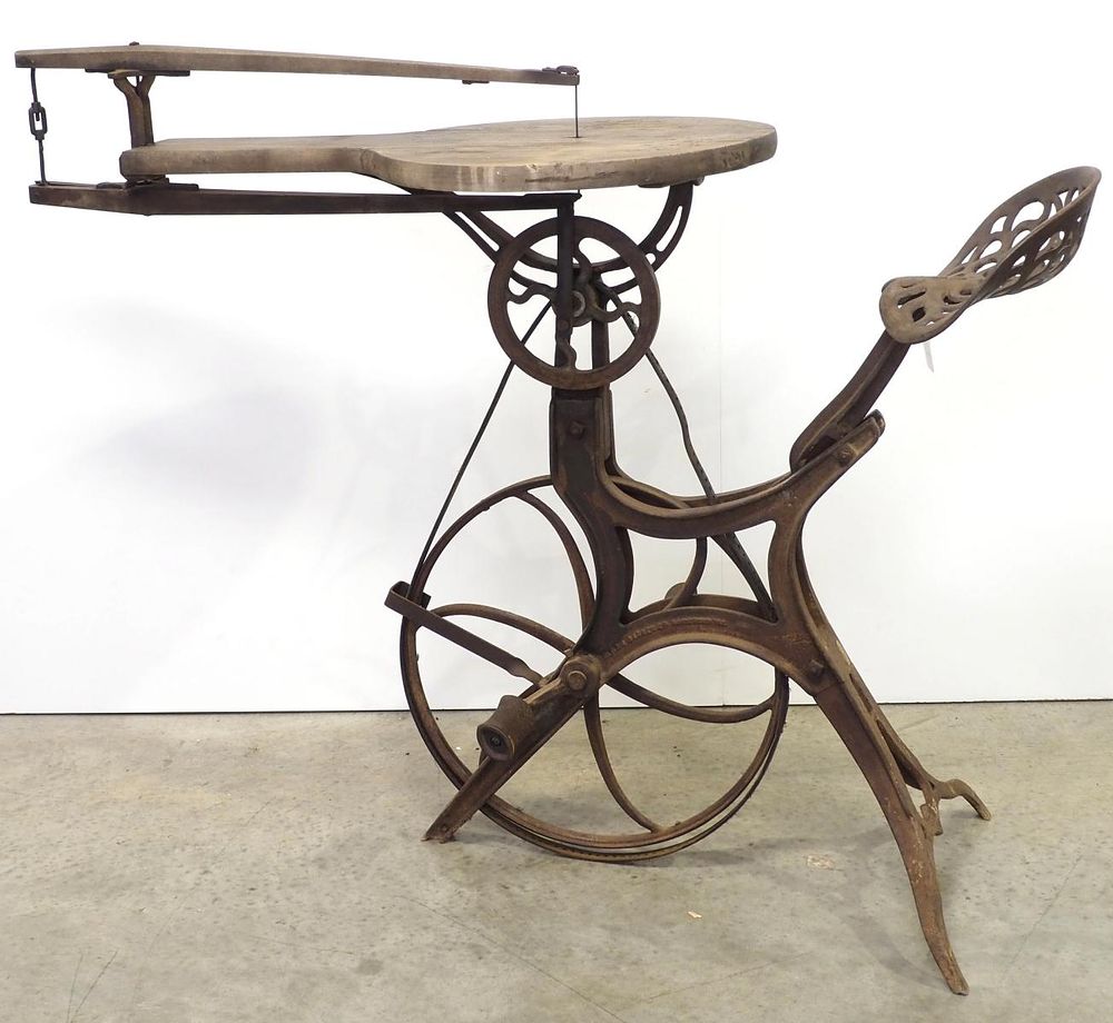 Lot 200: Barnes pedal scroll saw with cast iron seat