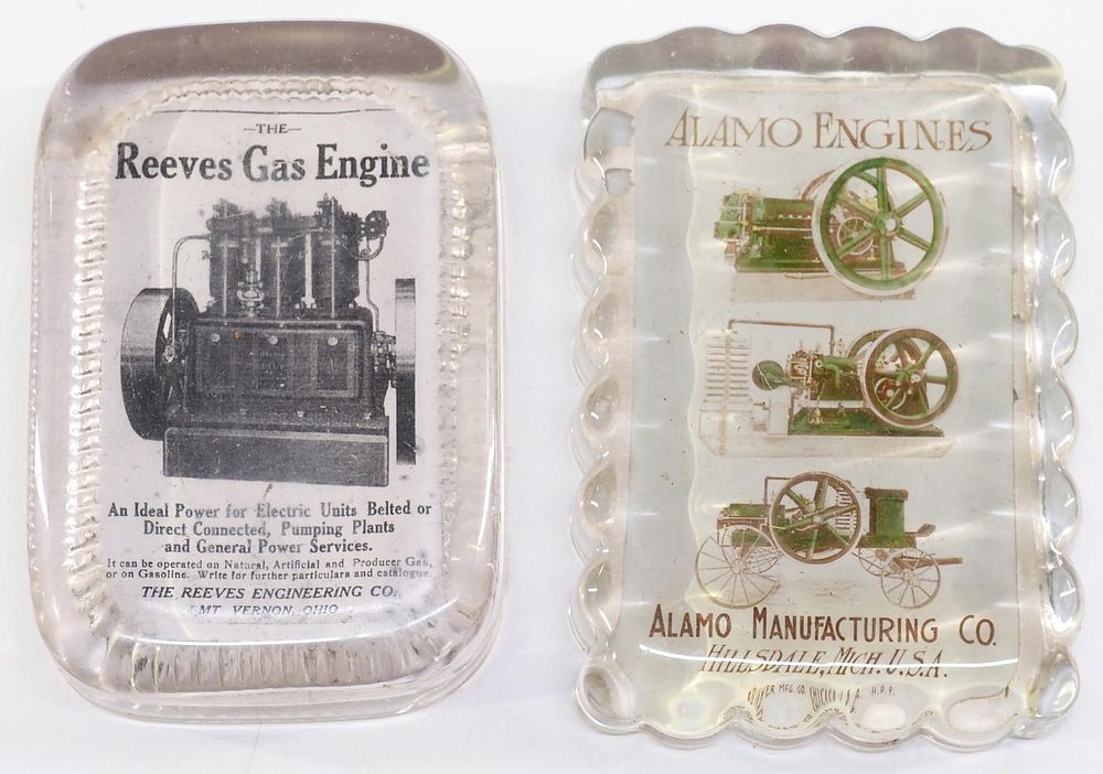 Lot 201: (2) Glass advertising paper weights