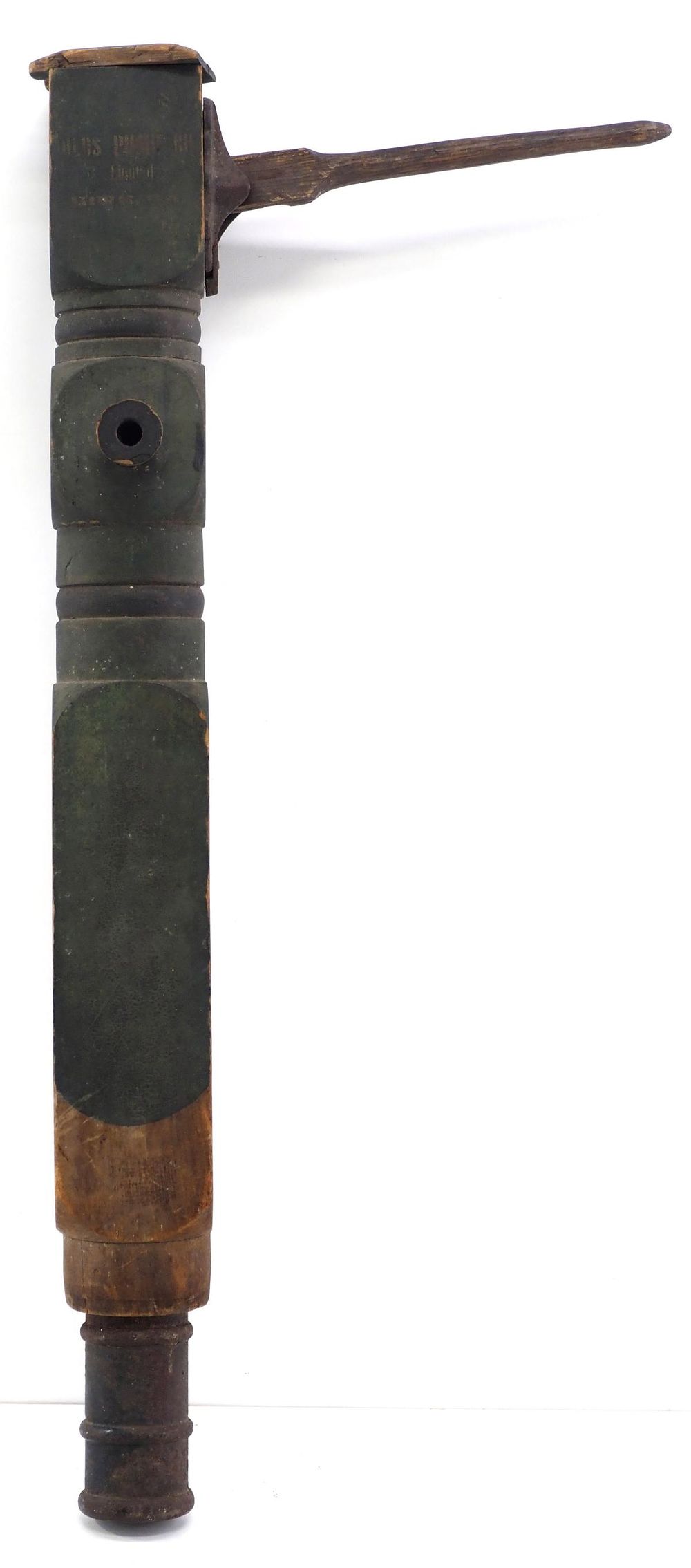 Lot 227: Wooden hand pump with original green paint