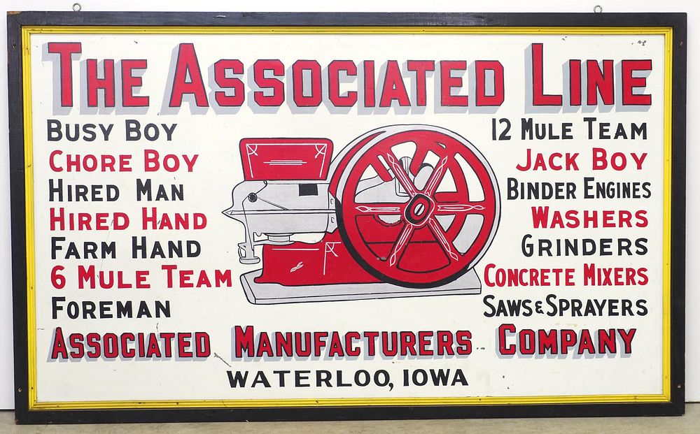 Lot 240: The Associated Line painted tin sign
