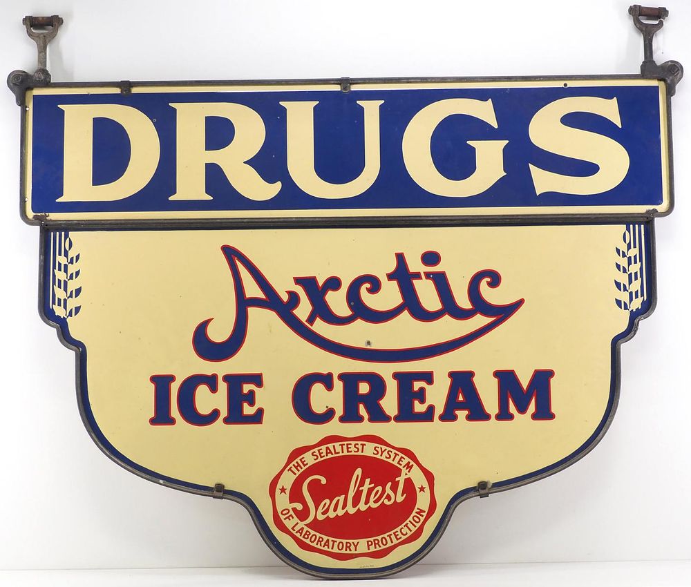Lot 241: 2-pc Arctic Ice Cream, Drugs sign, WOW!