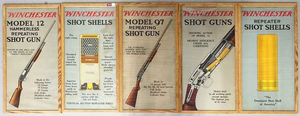 Lot 273: RARE 5-pc Winchester 2-sided advertisement