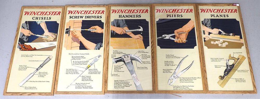 Lot 275: RARE 5-pc Winchester 2-sided advertisement