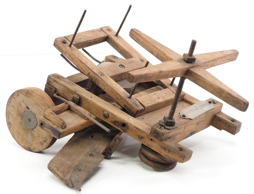 Lot 292: Early wooden model of farm implement